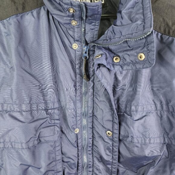 Mens Blue Mountain Tek Nylon Hooded Jacket Coat Drawstrings Full Zip Size XL - Picture 7 of 10